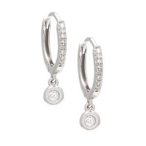 Small Hoop Diamond Earring Hanging Charms (14Kwg)